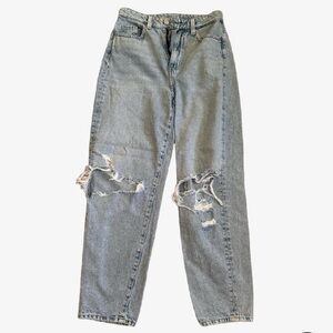 High Rise Blue Jeans with Cropped Fit